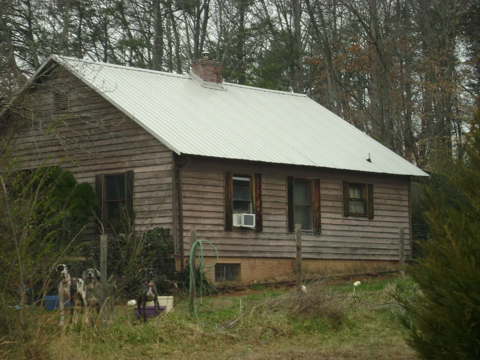 White metal roof on an old wood sided farmhouse, from a Metal Roof Installation job in Safety Harbor
